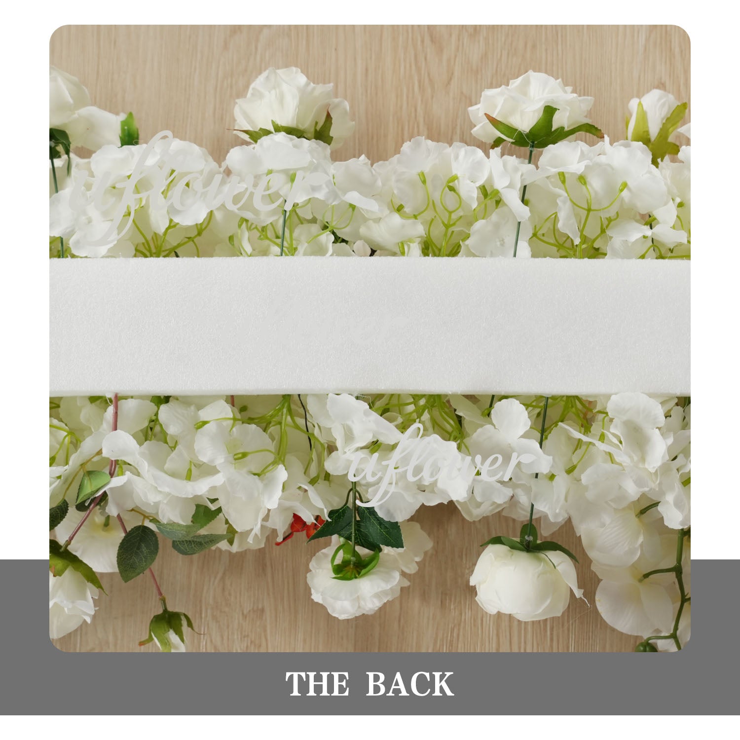 Uflower White Rose Table Runner Sofa Floral Wedding Backdrop Decor